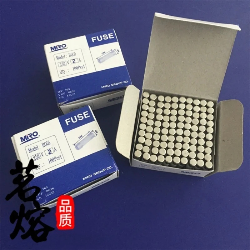 100개 RO55 R055 250V 0.5A 1A 2A 3A 3.15A 4A 5A 6A 6.3A 8A 10A 12A 13A 15A 16A 5x25mm 원통형 세라믹 퓨즈 튜브