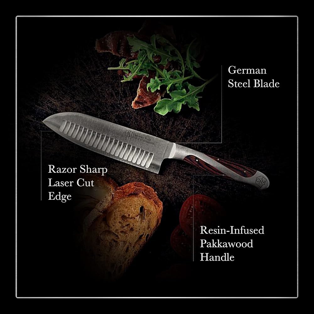 19.1cm(7.5인치) 일본 스타일 산토쿠 나이프 Hammer 다용도 주방 공학적 손잡이 고탄소 도마 상자 Stahl 면도날처럼 과일용 스틸 날카로운 및 스테인리스 인체 선물 - 상세 이미지 2