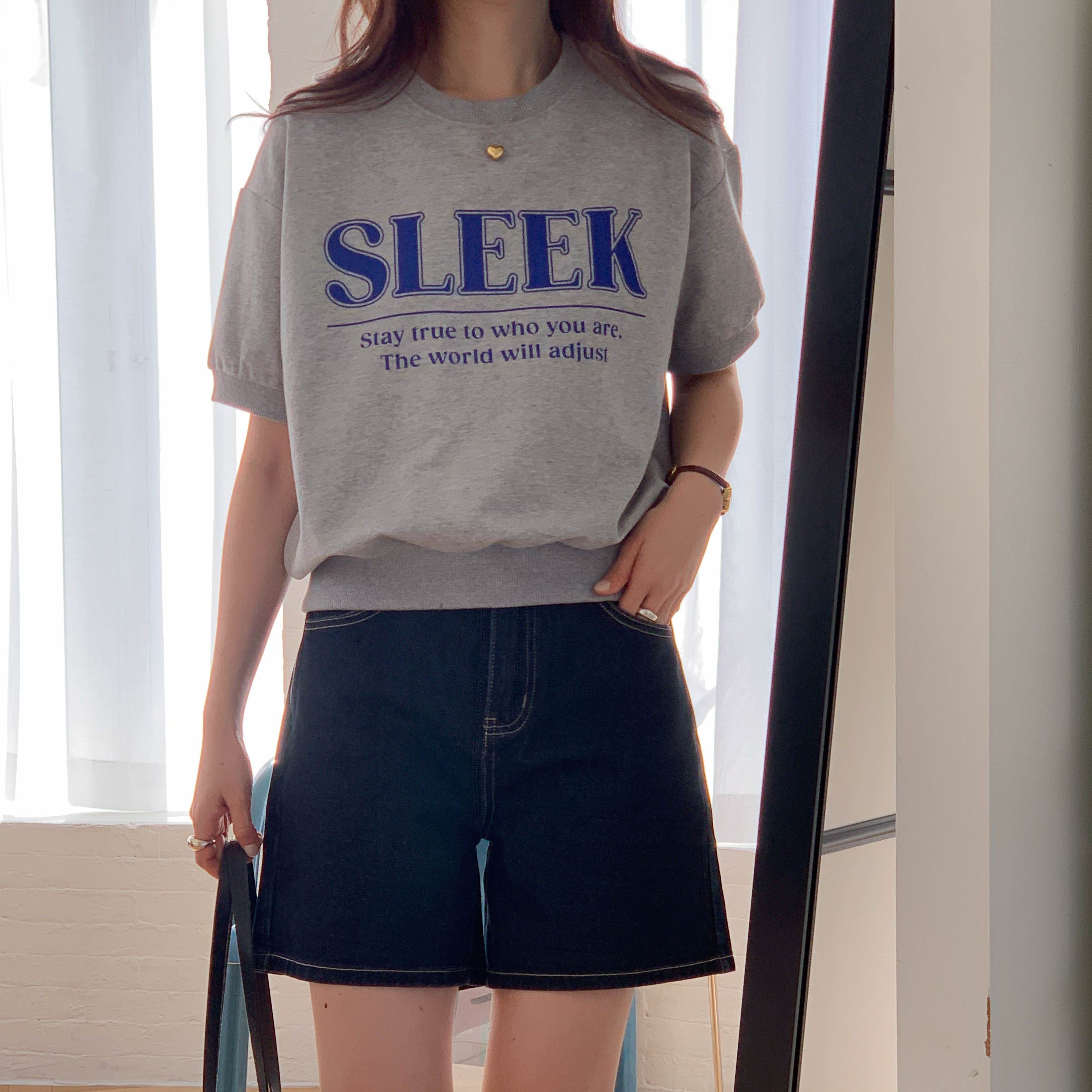 여성 슬릭 레터링 프린팅 반팔 맨투맨 데일리 캐주얼 스웨트셔츠 이미지 6