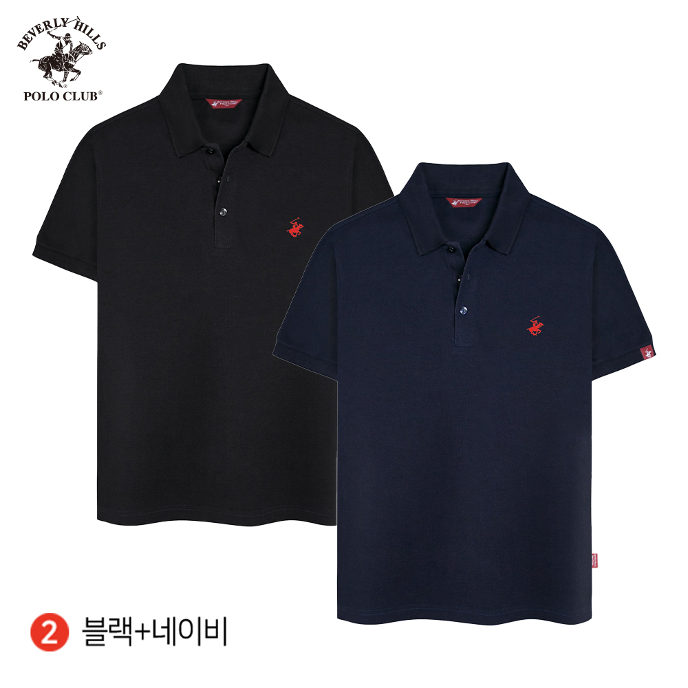 2PACK 반팔 카라 PK 쓰리버튼 남여공용 스탠다드 폴로 티셔츠 비버리힐즈폴로클럽 - 상세 이미지 3