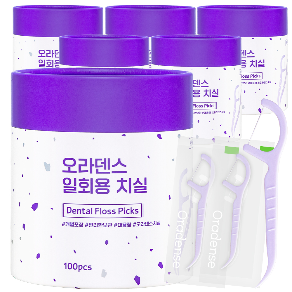 오라덴스 개별포장 일회용 치실 Y형, 100개입, 6개