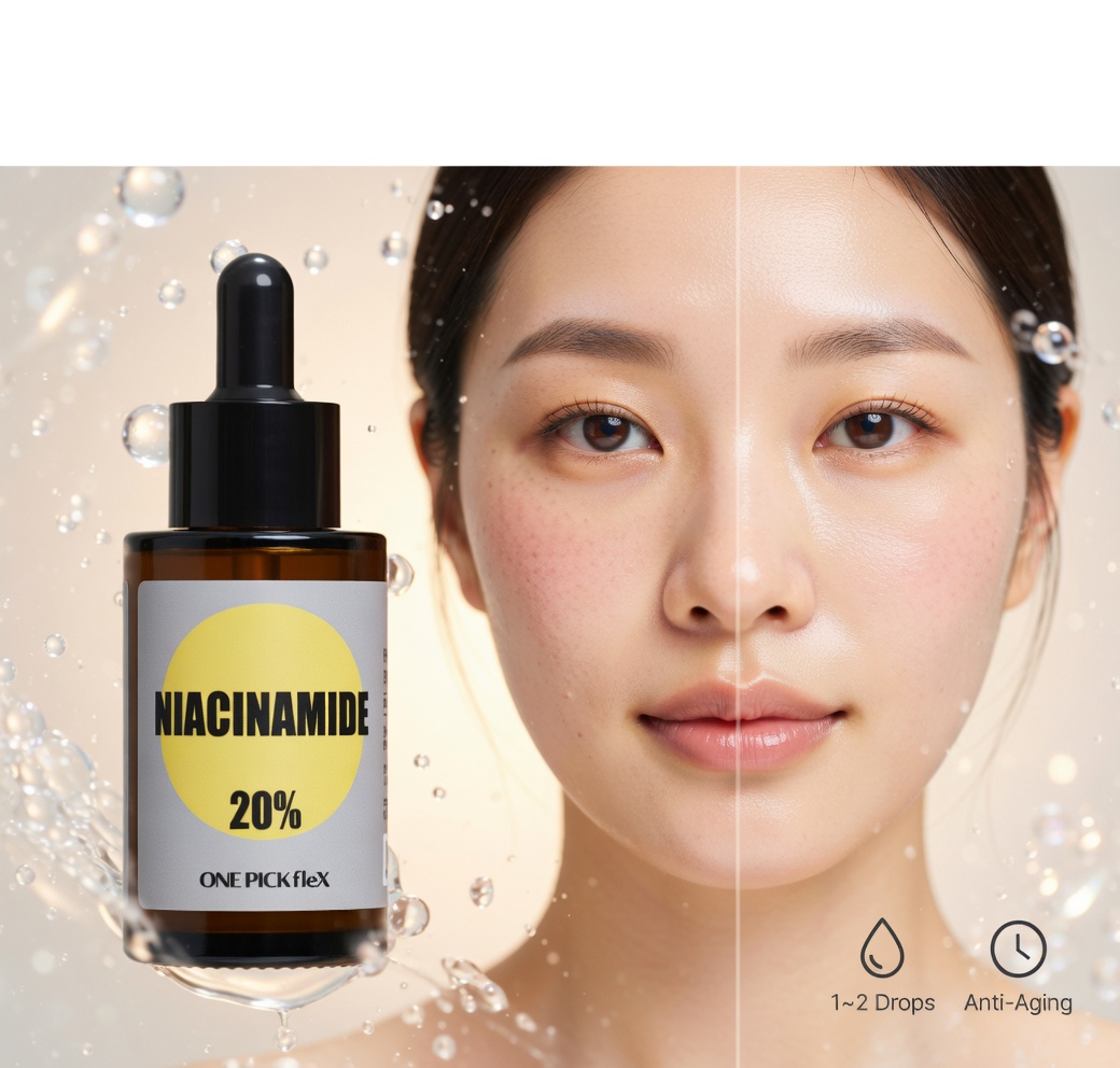 나이아신아마이드 원액 20% 30ml 원픽플렉스 얼굴 피지 조절 모공 피부 케어 톤업 세럼 이미지 3