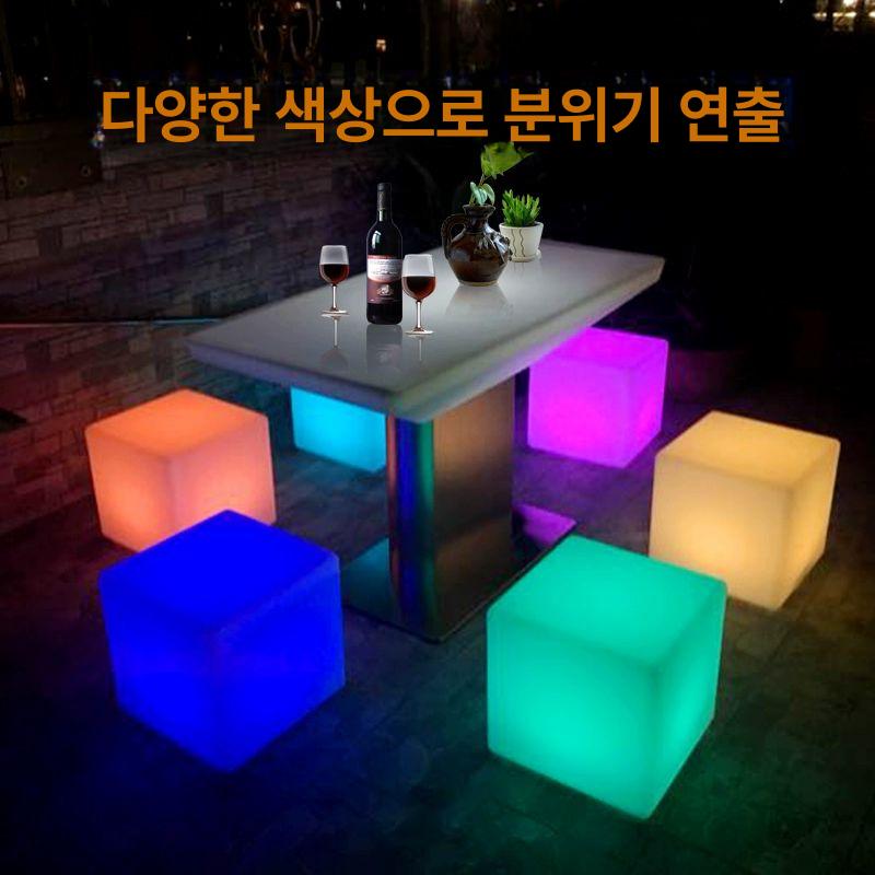 카페 LED 발광 테이블 의자 세트 고급형 바테이블 3. 길이 88x너비 55x높이 76cm - 상세 이미지 5