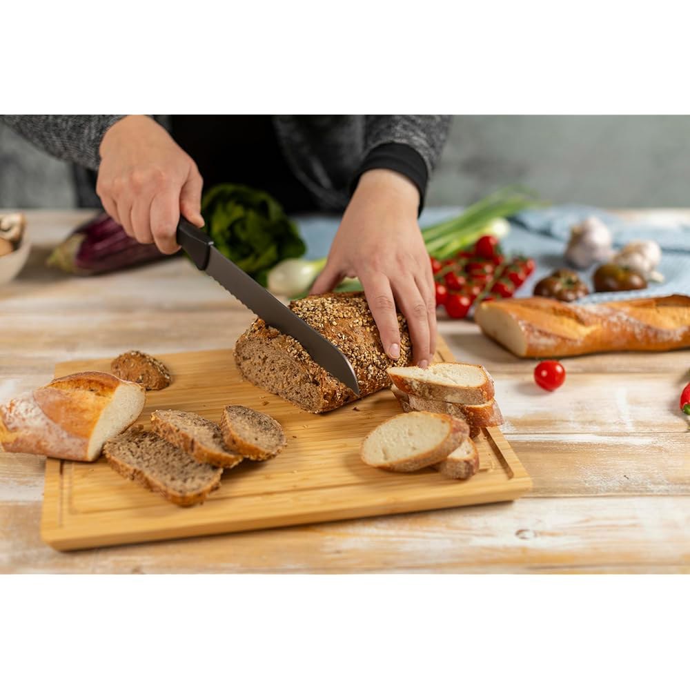 Kuhn Rikon ICED 브레드 나이프 19cm(7.87인치), 면도날처럼 날카로운 톱니 코팅 스테인리스 블레이드, 주방 독일 얼음 정밀 스틸, 티타늄 경화 일상 - 상세 이미지 2