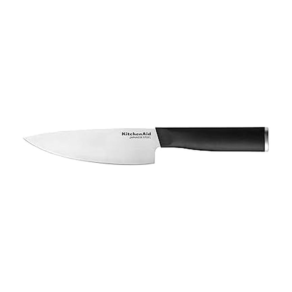 KitchenAid 클래식 셰프 나이프, 맞춤형 핏 커버, 일본 스틸 날카로운 블랙 칼, 15.2cm(6인치), 고탄소 주방 스테인리스 블레이드 블레이드, - 상품 이미지