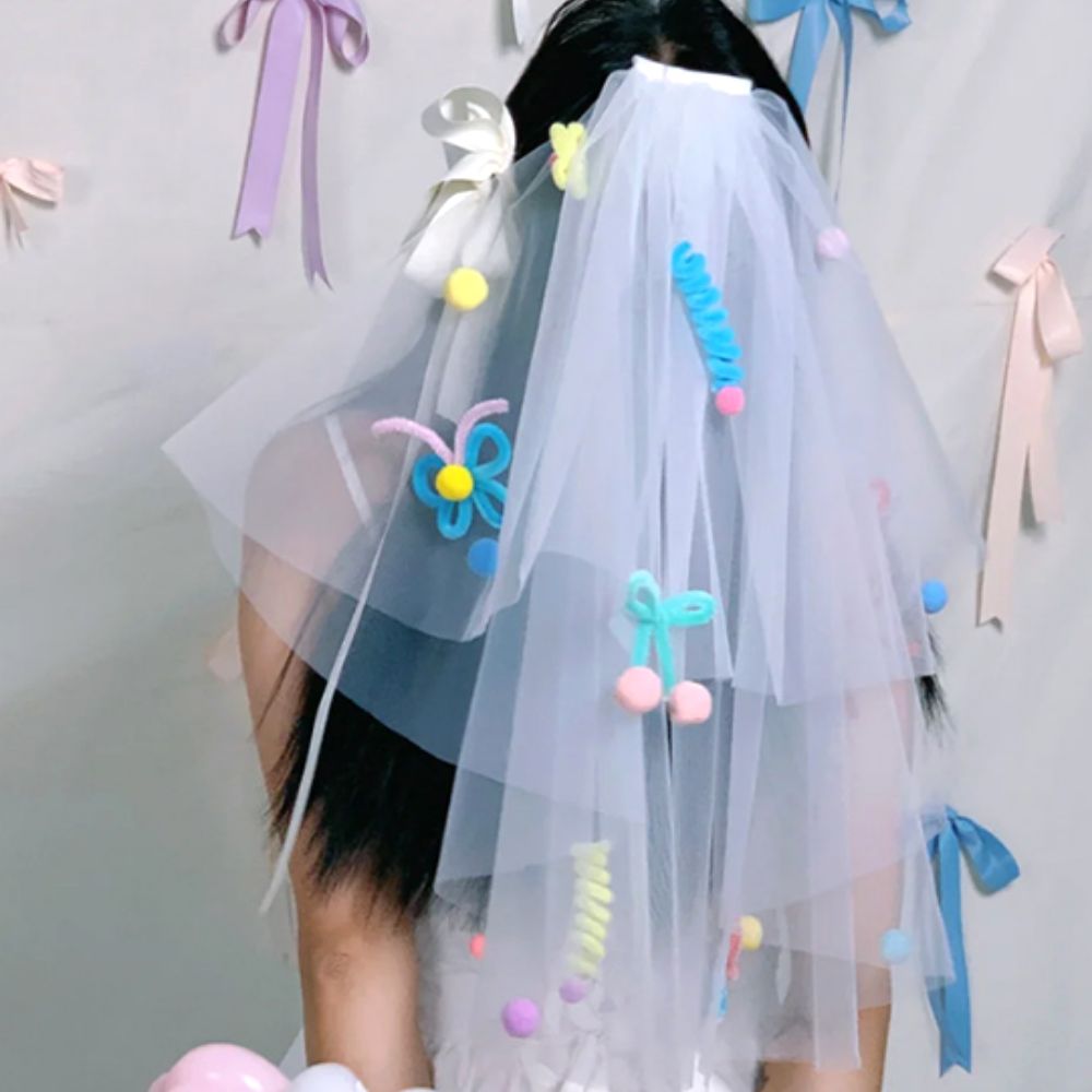 셀프웨딩베일 웨딩스냅소품 숏베일 면사포 브라이덜샤워 - 상세 이미지 2