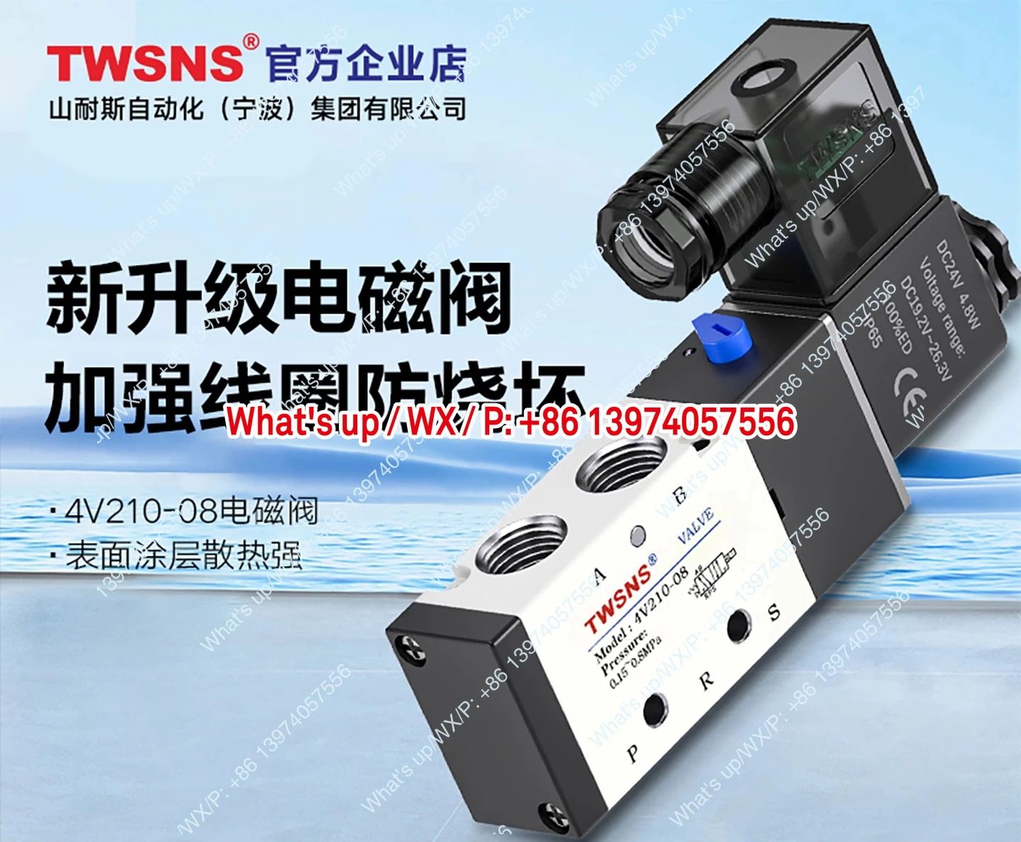 TWSNS 대만 장샨네스 4v210-08 공압 솔레노이드 밸브 24v 제어 이위치 다섯 방향 에어 ac220v