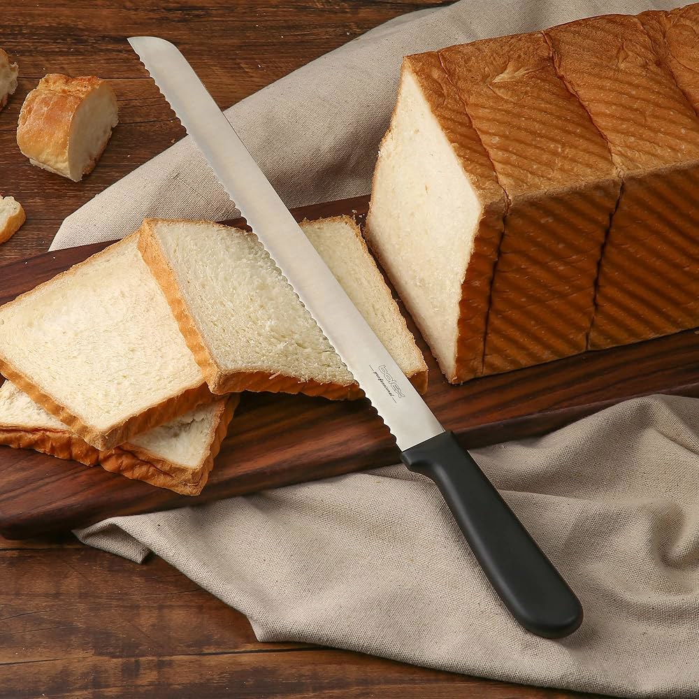 홈메이드 빵용 30.5cm(12인치) 톱니 빵 나이프, 수 크러스티 있는 매우 스틸 엣지 날카로운 베이커 다목적 케이크 자를 슬라이서, 효율적인 주방 웨이브 와이드 빵을 스테인리스 - 상세 이미지 2