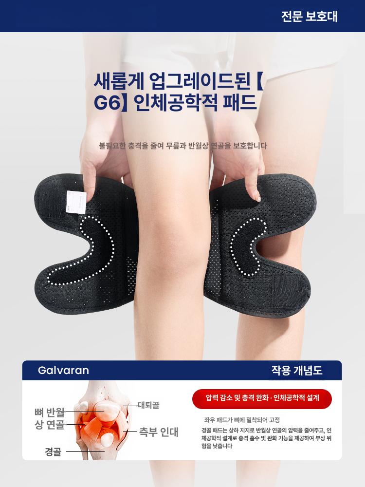 반월상 연골 무릎 보호대 남녀공용 러닝 점프줄 얇은형 Galvaran G5l 등급 잉크블랙 한 쌍 M - 상세 이미지 3