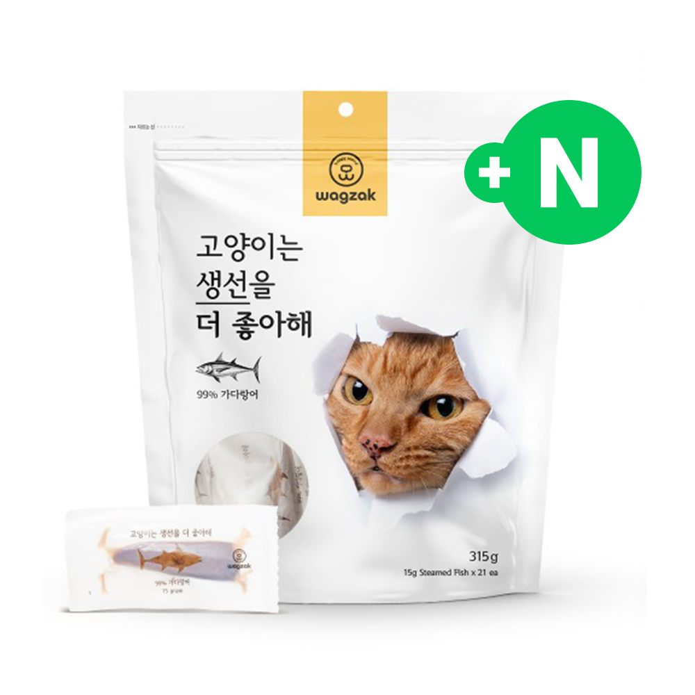 와그작 고양이는 생선을 더 좋아해 21p (가다랑어) 강아지 반려묘 통살 원물 간식 - 상품 이미지