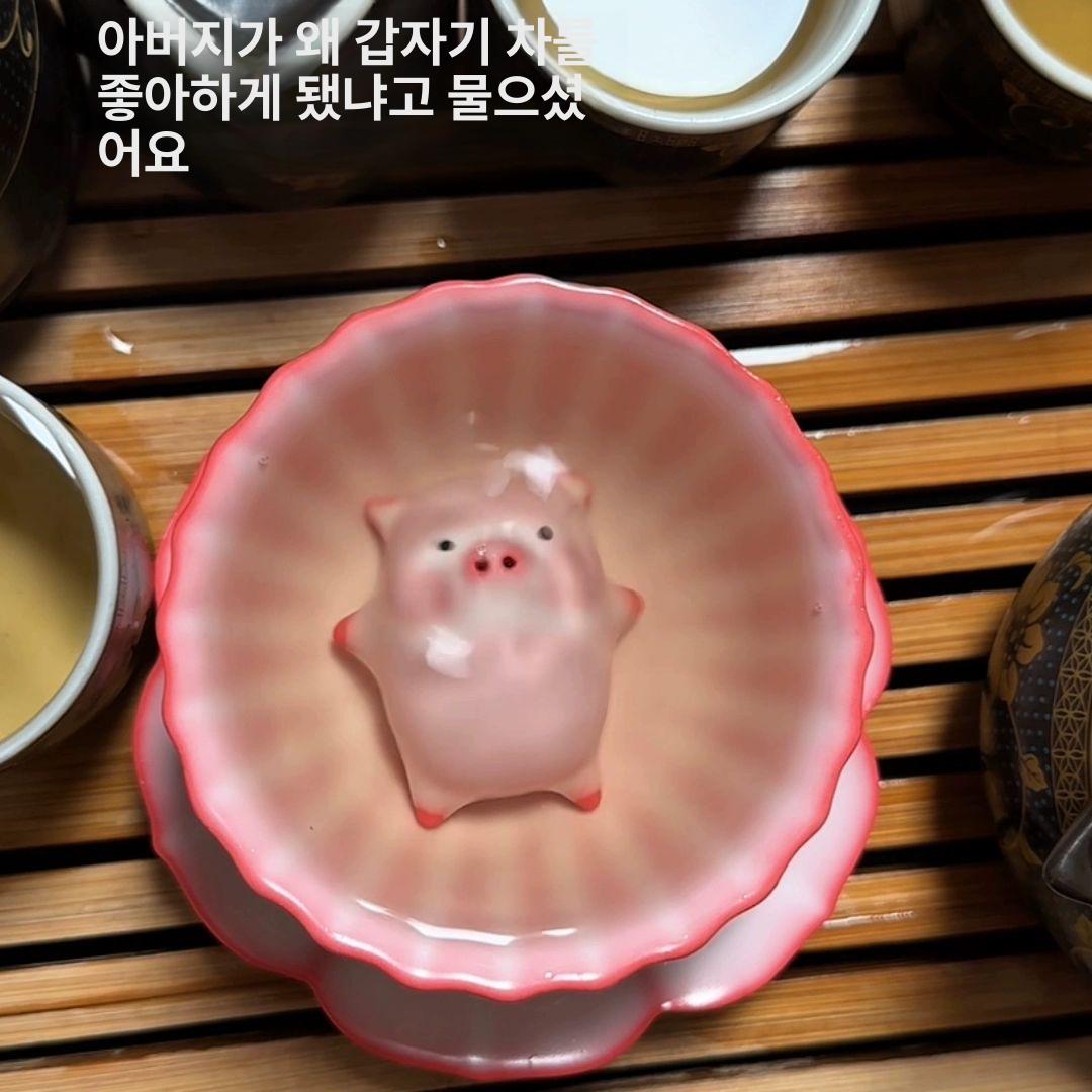 뽀글뽀글 돼지찻잔 도자기 젤리 머그 거품 a 기포 간편 버블 피그 티펫 + 국화 컵 - 상세 이미지 3
