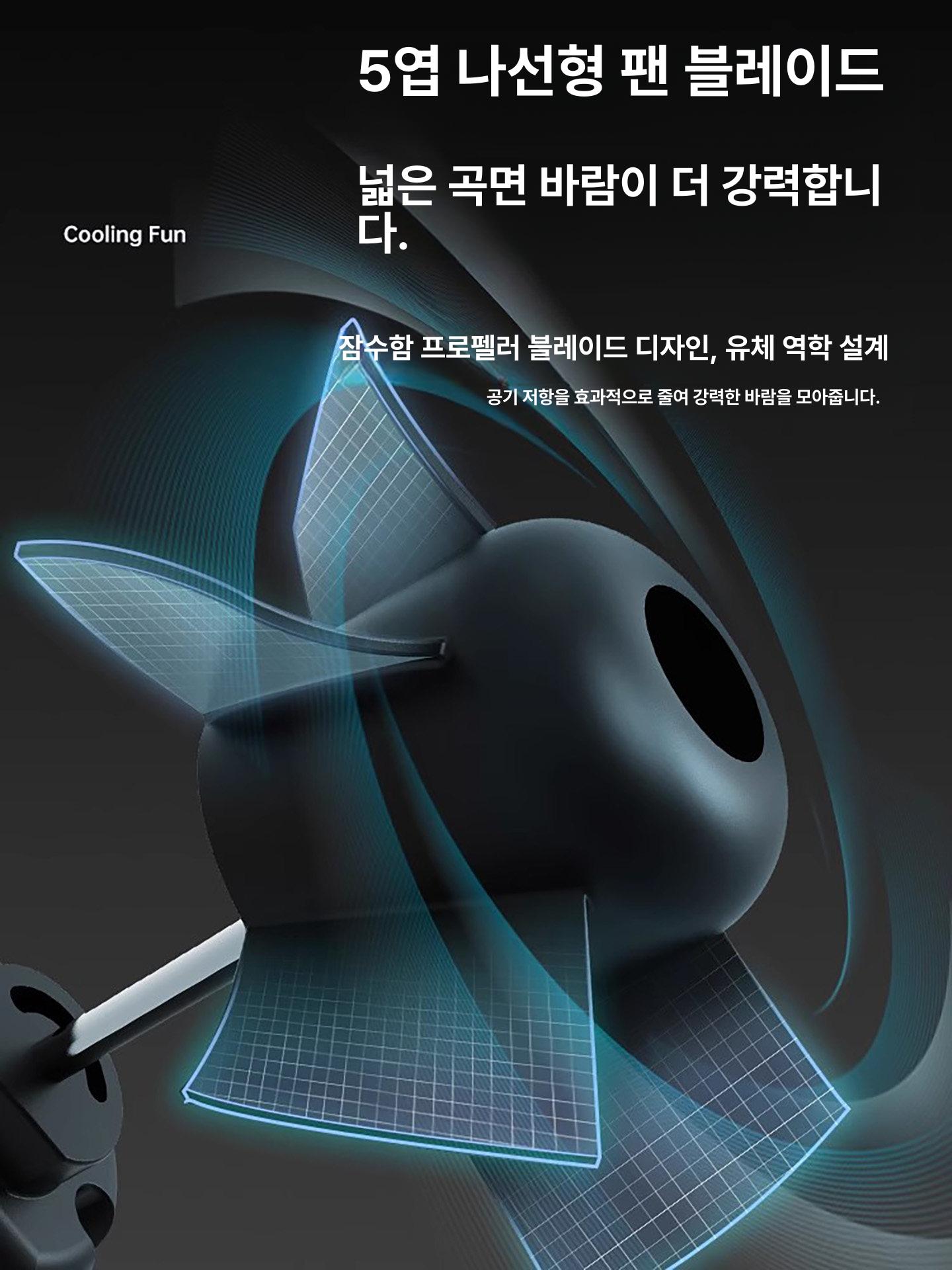 충전식 무선 선풍기 강력 휴대용 듀얼팬 업그레이드 허리 벨트 걸이 목걸이 스트랩 야외 블랙 1개 4단계 고속 10000mAh - 상세 이미지 5