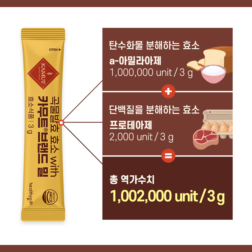 곡물 발효 효소 with 카무트 브랜드 밀 식약처 HACCP 인증 가루 분말 스틱 30포 이미지 7