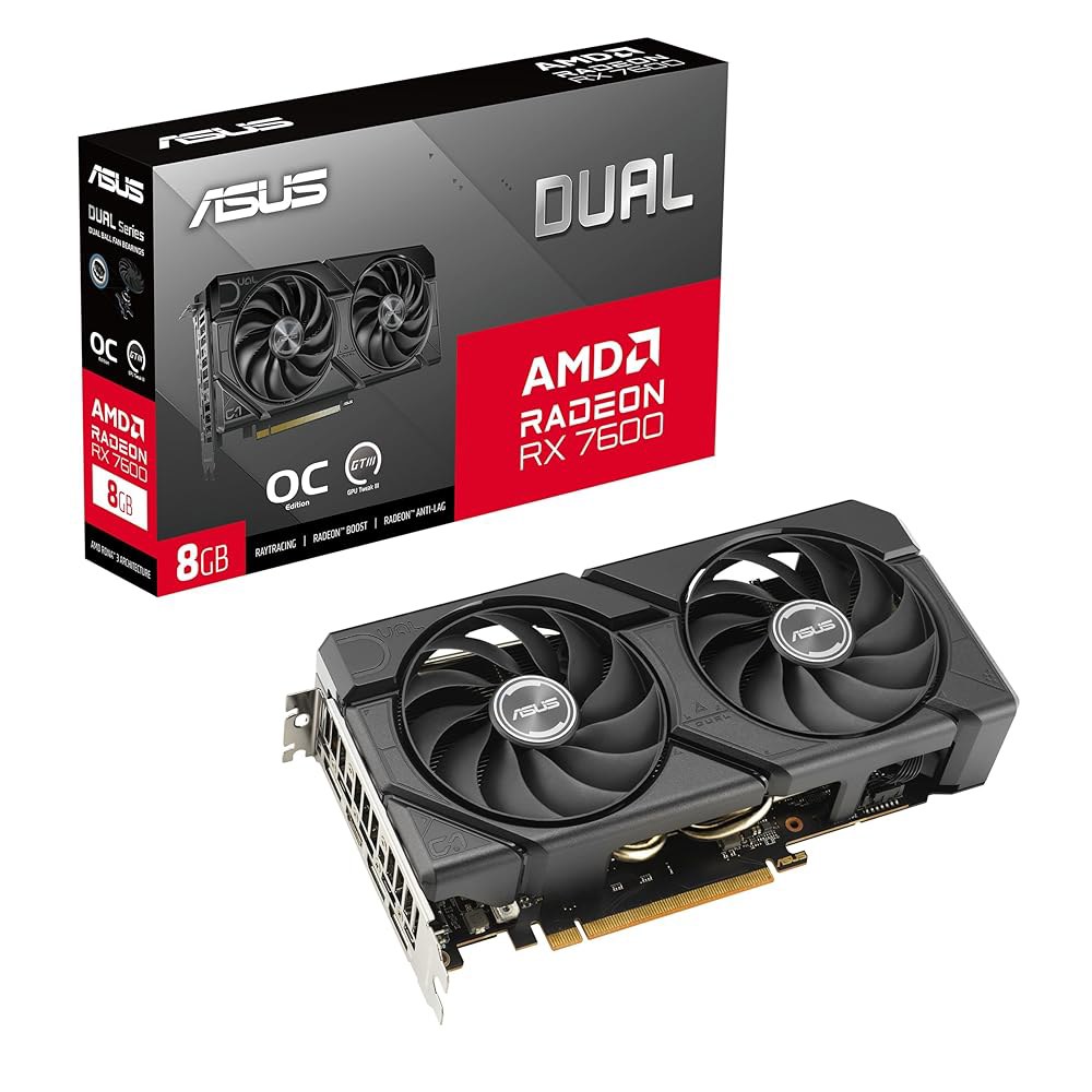 ASUS Dual Radeon RX 7600 EVO 2.5슬롯 GDDR6 Tweak 4.0, 1.4a, III) OC 8GB 디자인, HDMI GPU Edition (PCIe GD - 상품 이미지
