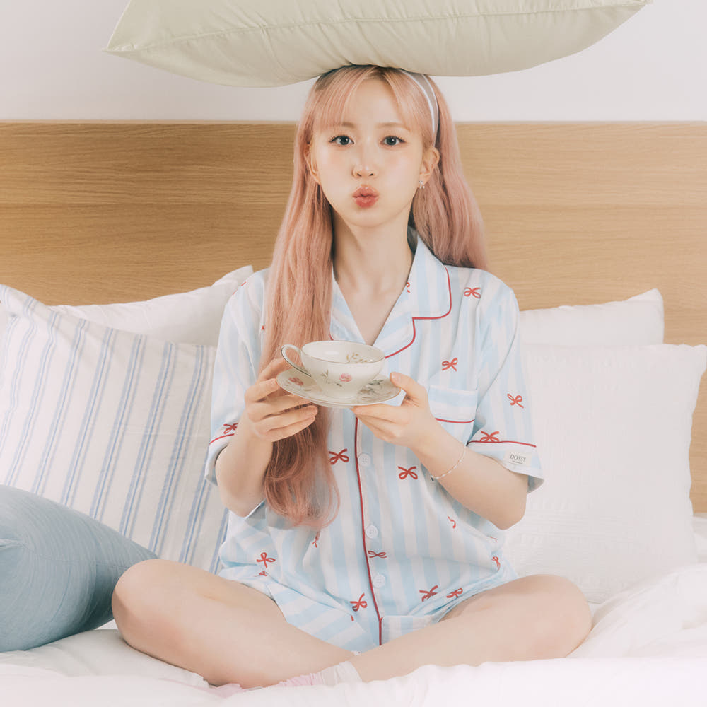 실크핏 보니 반팔 카라 커플 잠옷 세트 여름 홈웨어 가격 비교 DOSSY 실크핏 보니 반팔 카라 커플 잠옷 세트 여름 홈웨어