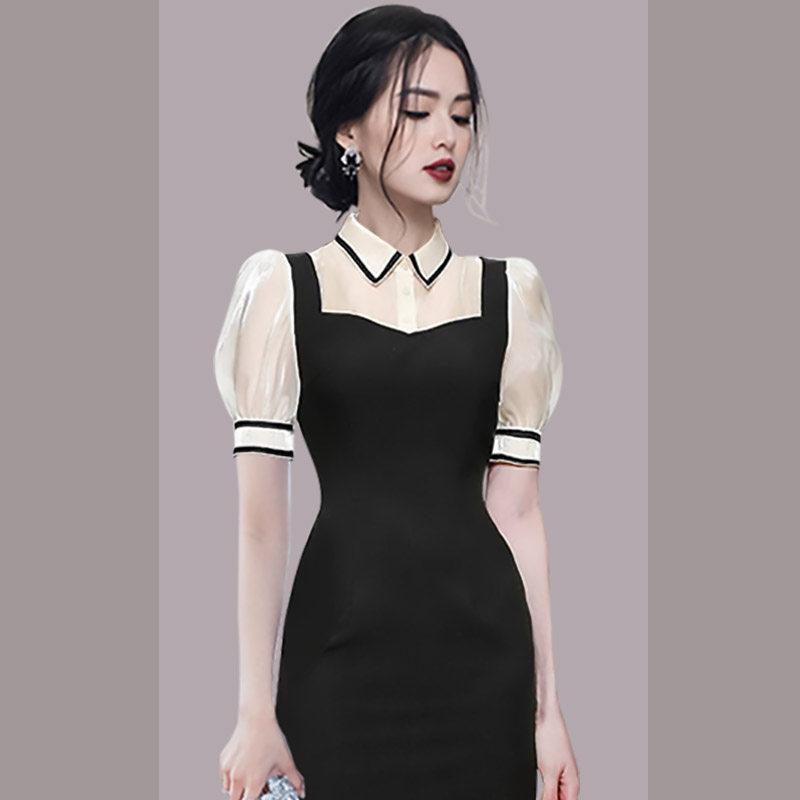 브라이덜샤워 원피스 홀복 강남 투피스 유니폼 페이즐리 미시 언발 여름 - 상세 이미지 4