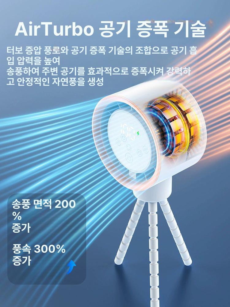자전거 선풍기 미니 유모차 USB 충전식 여름 ABS 플라스틱 강력 저소음 날개없는 3단 블랙 수동 회전 디스플레이 40000Ah - 상세 이미지 5