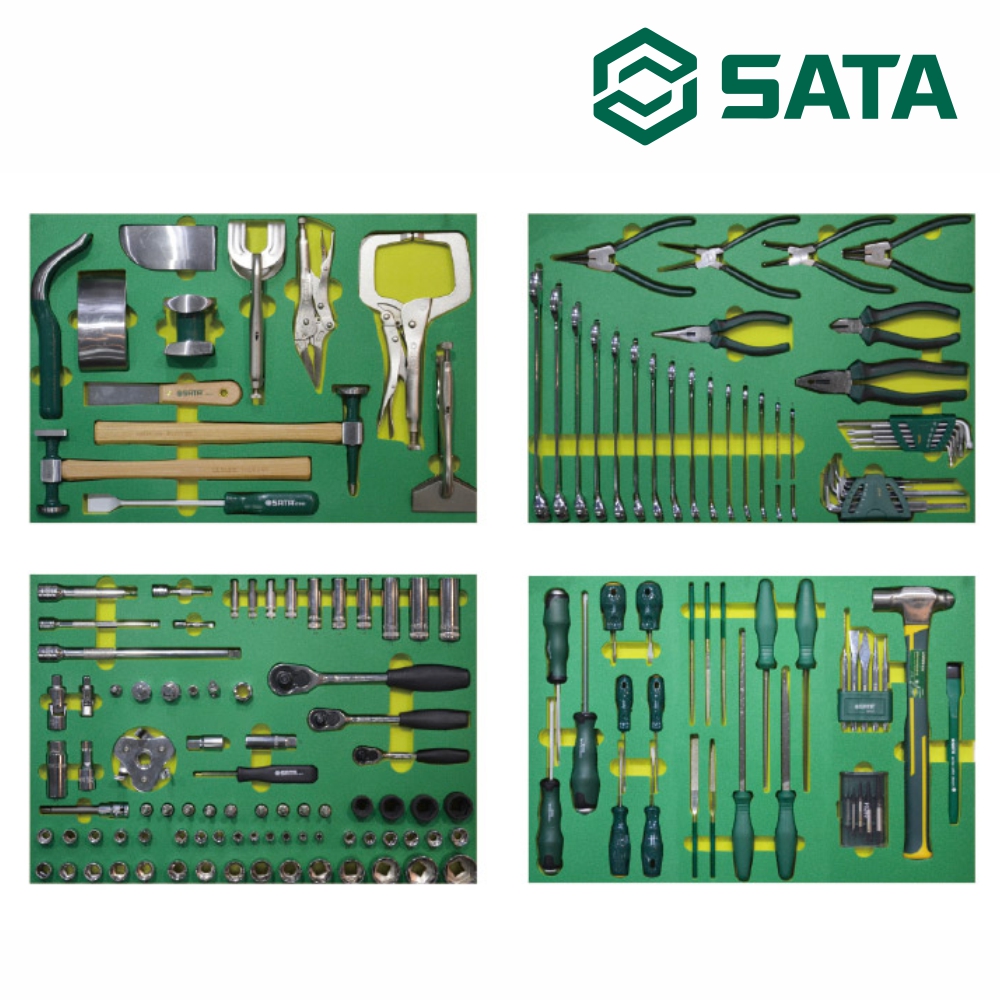 사타 SATA 자동차 차체 정비용 공구세트 163PCS 09921 차량 정비 소켓 라쳇 스패너 - 상품 이미지