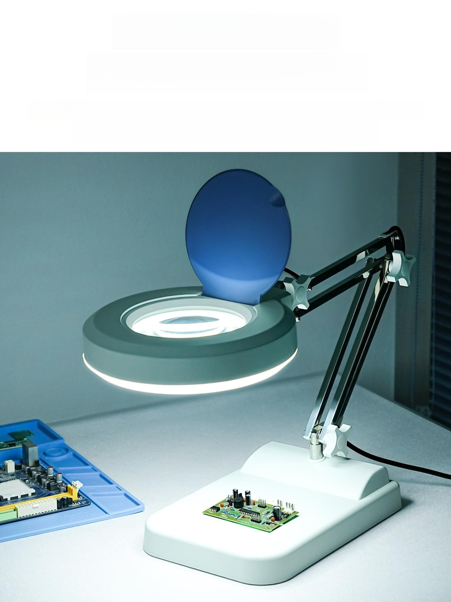 LED 루페 스탠드 정밀작업 확대경 탁상 30배 돋보기 X01-1 기본 5배 단일 30LED - 상품 이미지