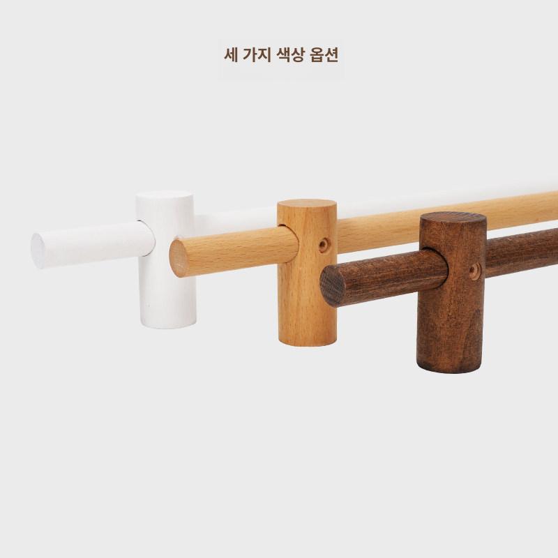 원목 커튼봉 무타공 미니 브래킷 막대 방문 레일 월넛 1.8cm 패키지 90cm - 상세 이미지 2
