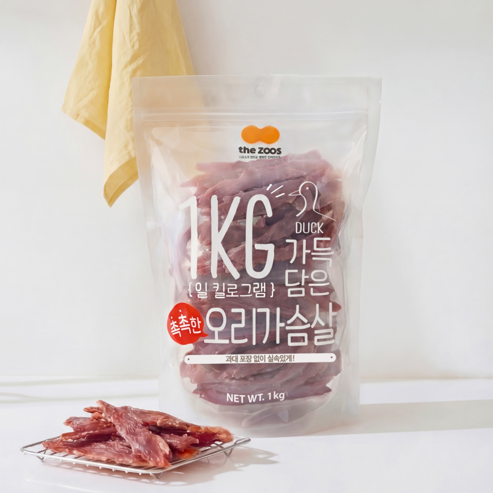 슈퍼츄 일킬로그램 강아지 대용량 간식 촉촉한오리가슴살+터키츄 링S, 1kg, 1개 - 상세 이미지 2