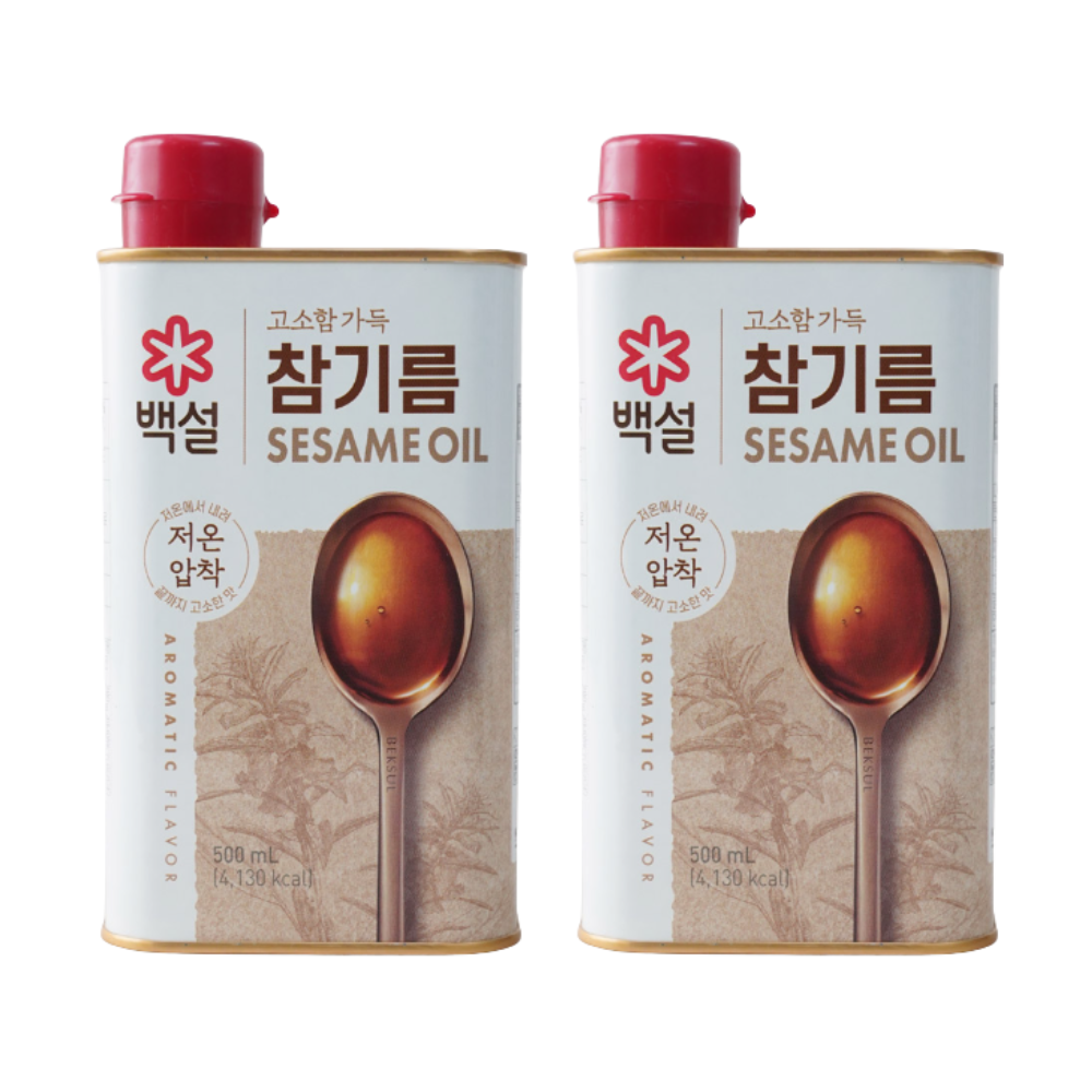 백설 고소함가득참기름 500ml 캔 x2개 - 상품 이미지