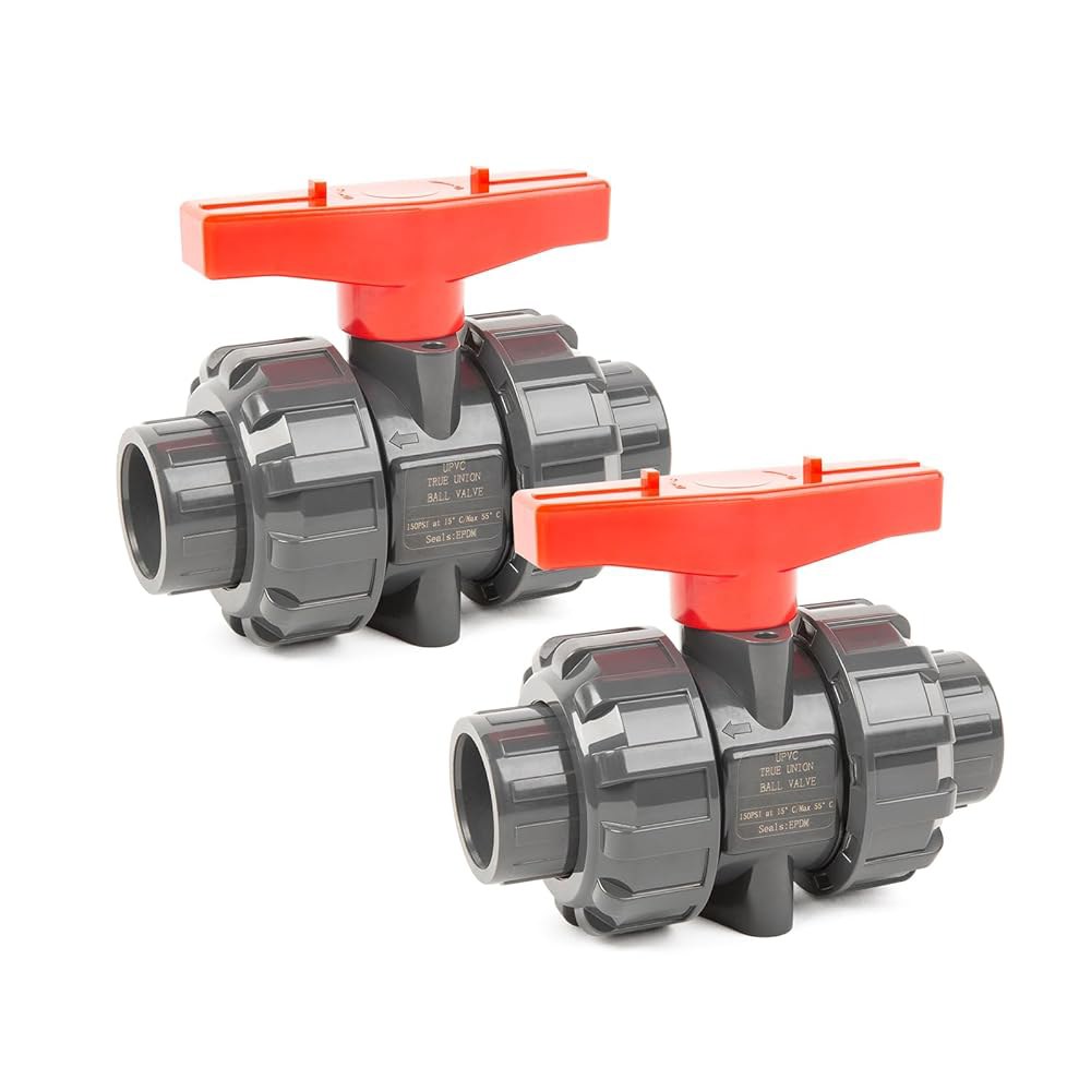 전체 포트 1(DN25) 슬립 소켓 ASTM EPDM O링이 장착된 ChillWaves PVC 트루 유니온 볼 밸브(2팩) 0.5 Inch 2 - 상품 이미지