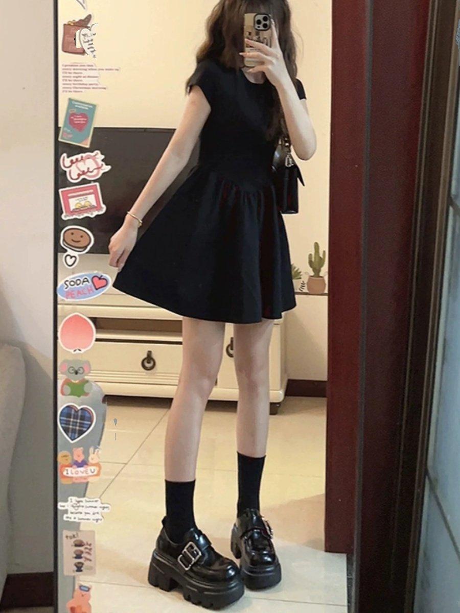 여름 미니 원피스 바캉스룩 여성 하객룩 키작녀 신혼여행 블랙 S - 상세 이미지 5