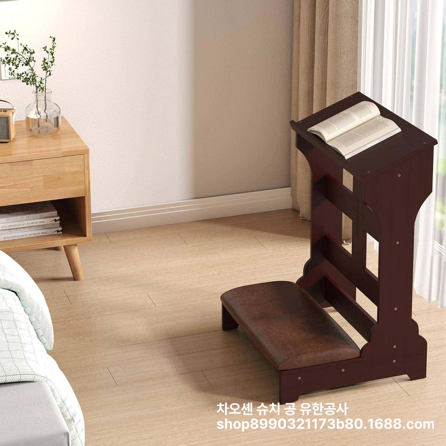 무릎 꿇는 의자 받침대 성당용 기도 장궤틀 예배용 빈티지 - 상세 이미지 4