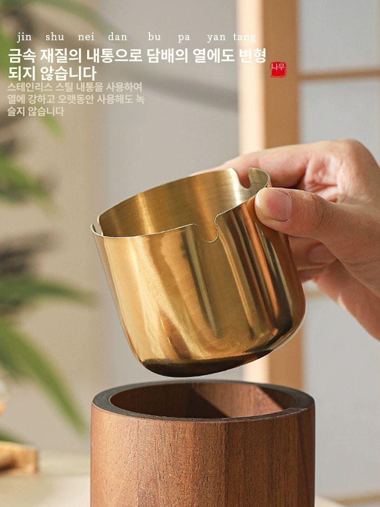 재떨이 가정용 사무실 재털이 우드 인테리어 키 큰 실버 - 상세 이미지 4