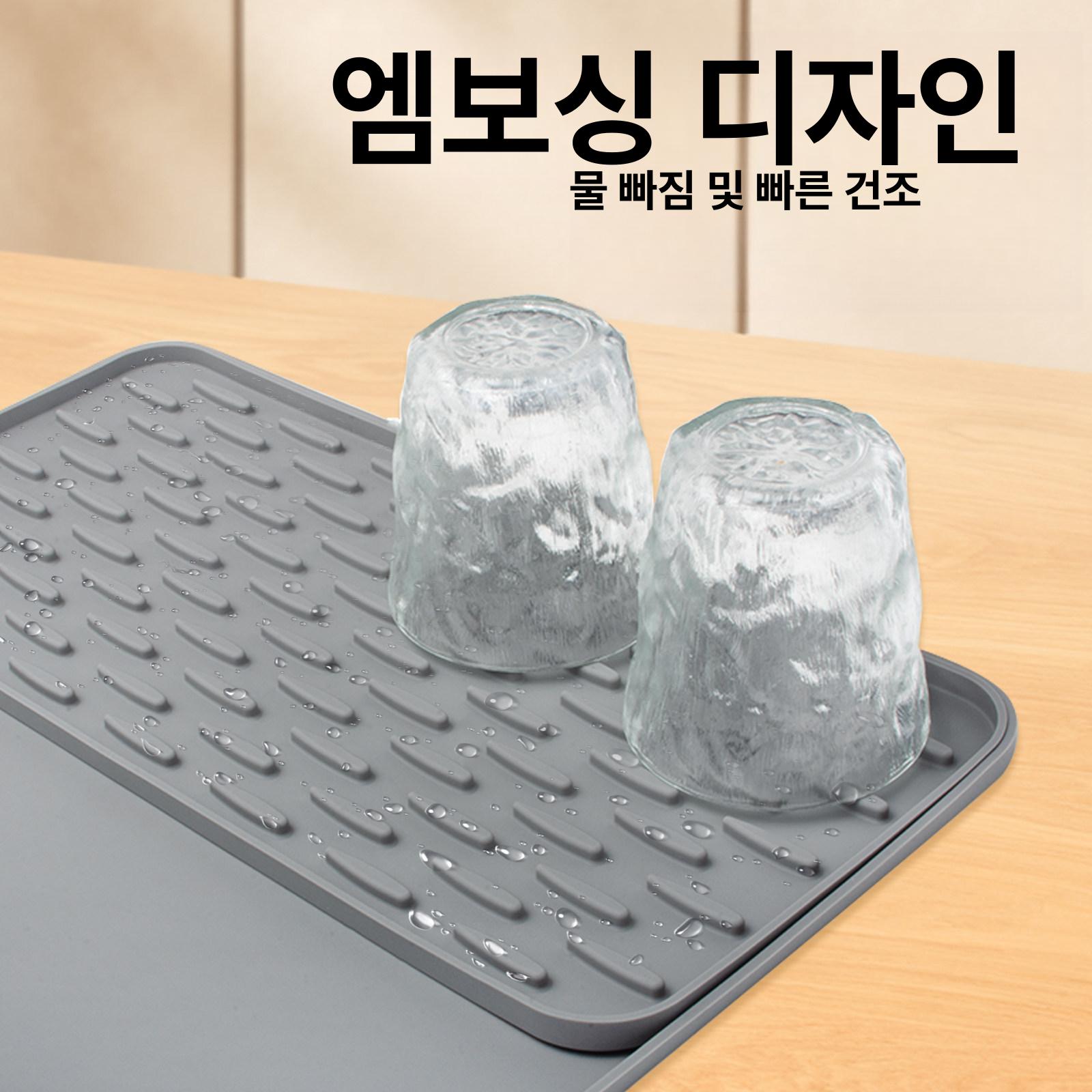 2 in 1 대형 실리콘 커피 카페 논슬립 바매트 블랙 39.5x19cm 물방울 트레이 - 상세 이미지 4