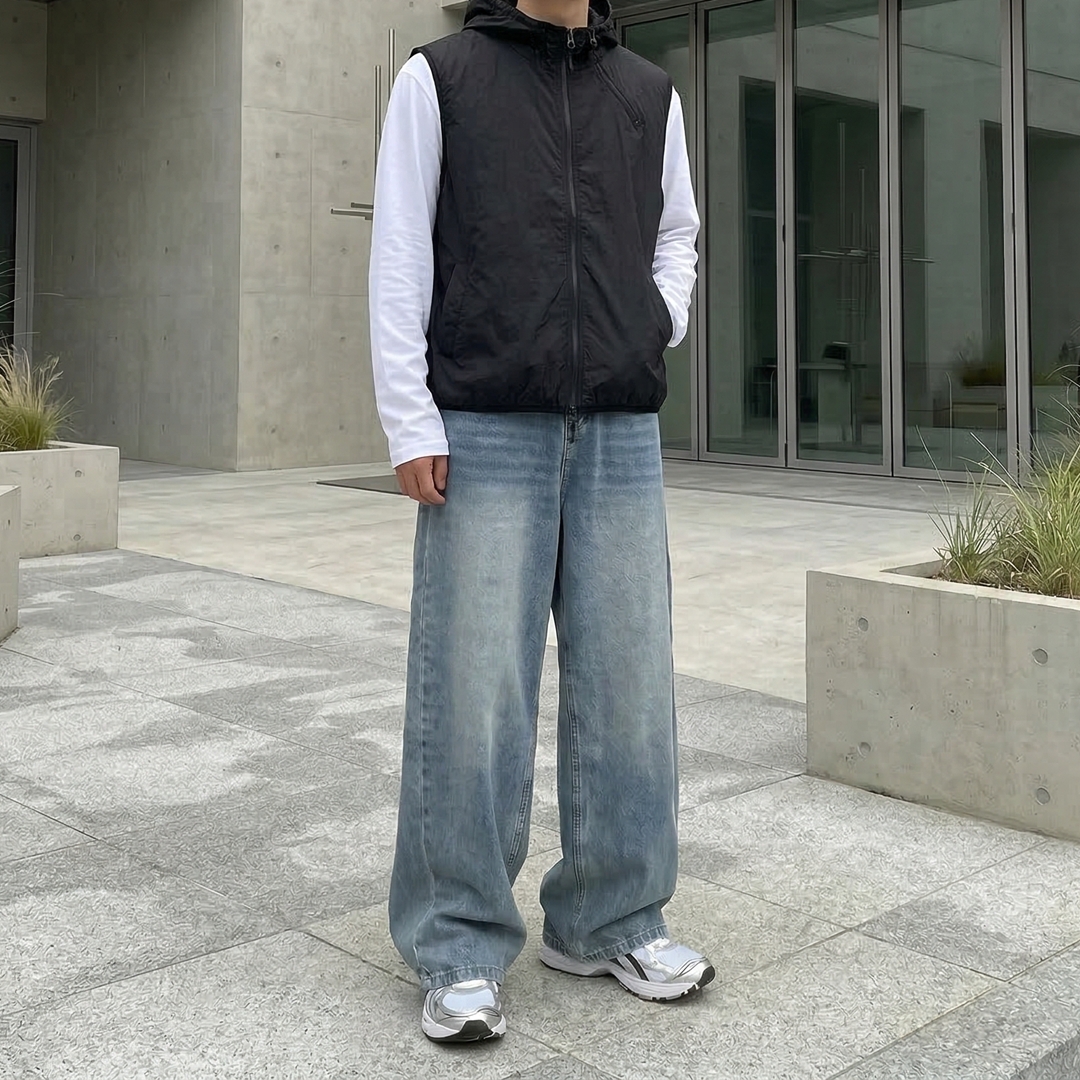 남자 후드 바람막이 조끼 사이드 지퍼 나일론 여름 베스트 이미지 6
