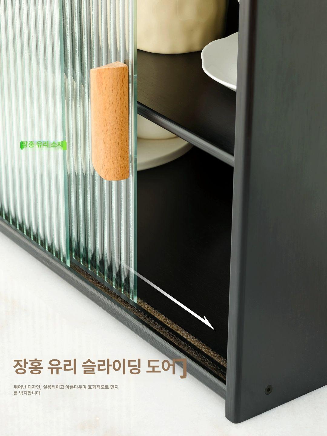 원목 주방 찬장 조미료 그릇 정리 미니 홈카페수납장 컵 엔틱 그릇장 미닫이 상부장 일본식 - 상세 이미지 5
