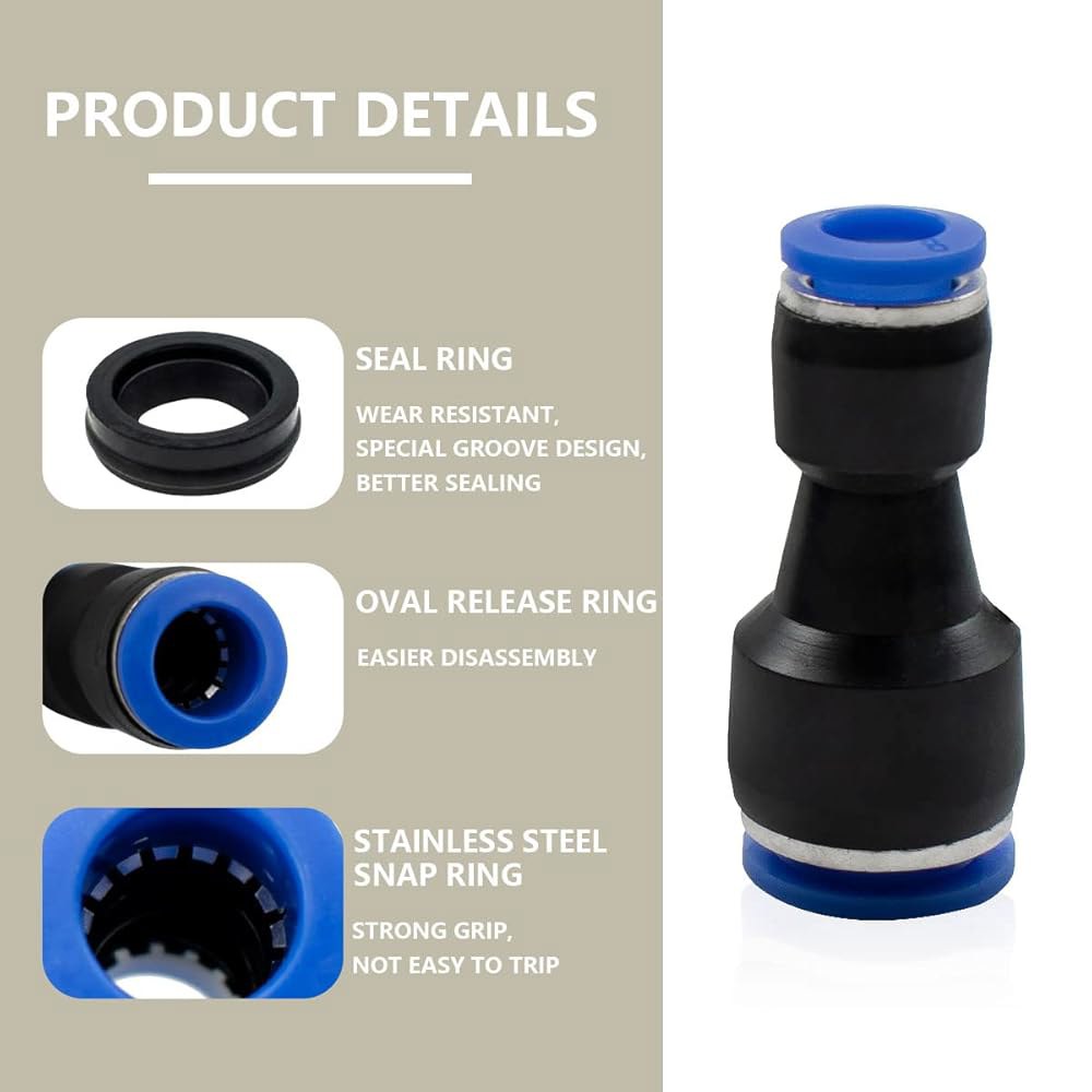 Bwintech 4개 8mm ~ 12mm 공압 스트레이트 리듀서 푸시를 연결하여 어댑터 퀵 릴리스 감속기 피팅(PG8-12) 4MM-6MM - 상세 이미지 3