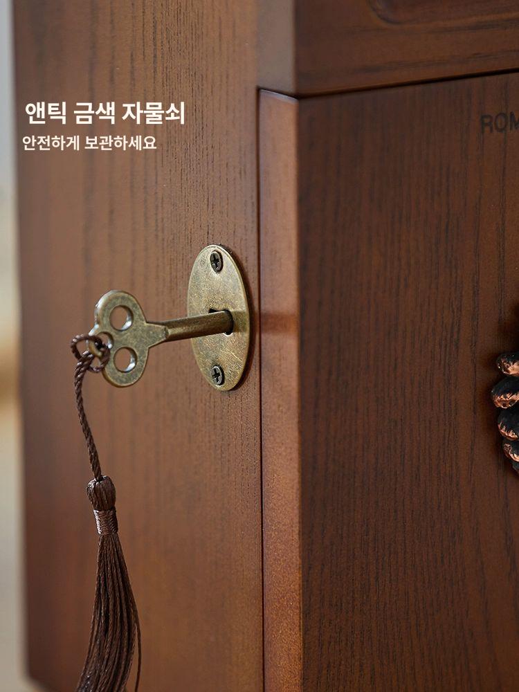 나무 저금통 대형 클래식 금고 수납함 목재 보관함 휴대용 손잡이 솔방울 저금통 - 상세 이미지 3