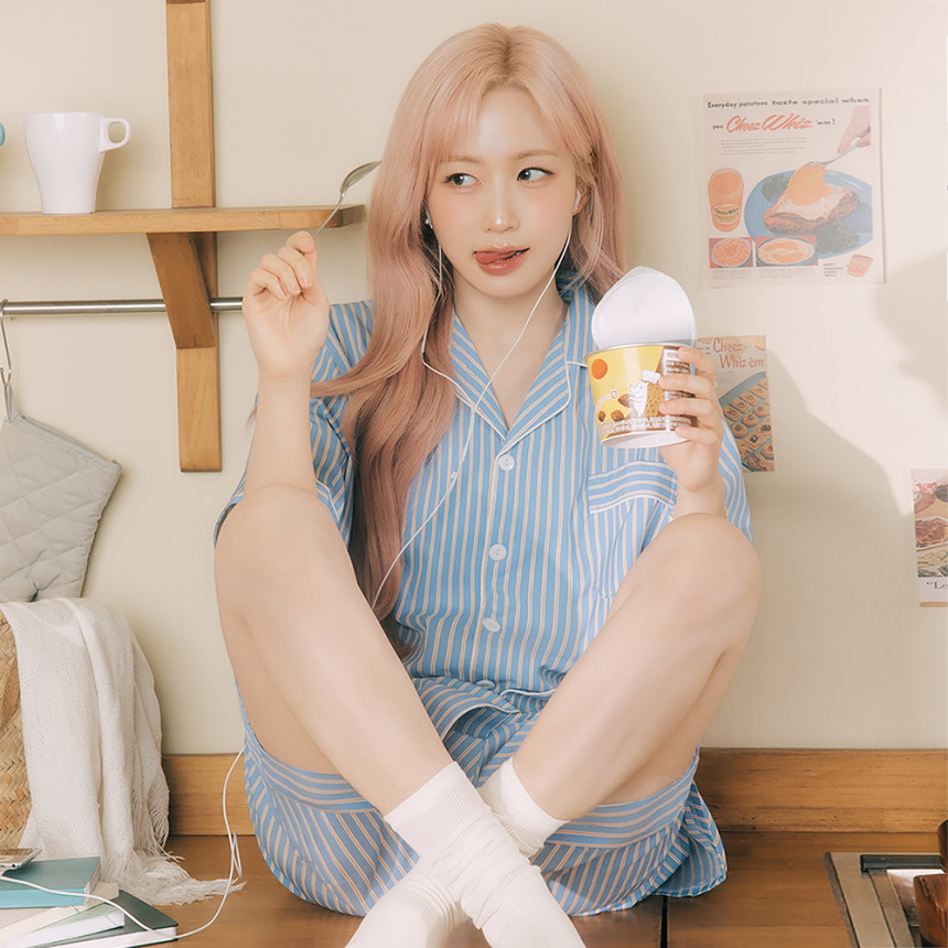 [해원 PICK] 실크핏 마리나 반팔 카라 세트 커플잠옷 여름 홈웨어 파자마
