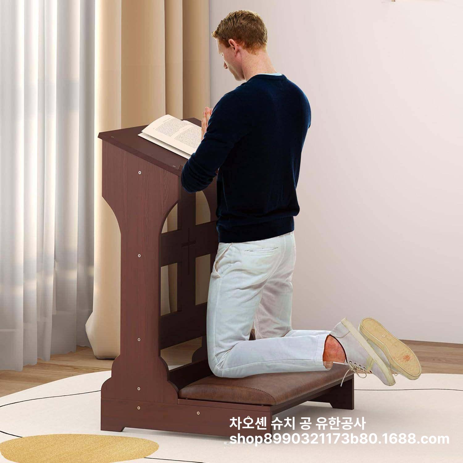 무릎 꿇는 의자 받침대 성당용 기도 장궤틀 예배용 빈티지 - 상세 이미지 2