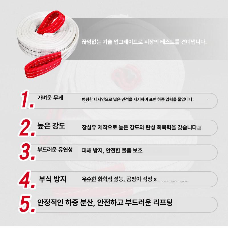 슬링벨트 지게차 호이스트 로프 크레인바 기중기끈 대형 1t 2m - 상세 이미지 4
