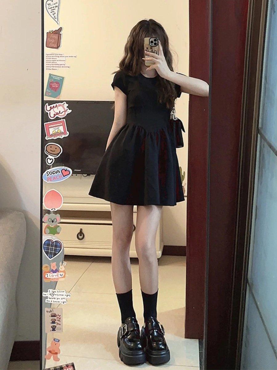 여름 미니 원피스 바캉스룩 여성 하객룩 키작녀 신혼여행 블랙 S - 상세 이미지 4