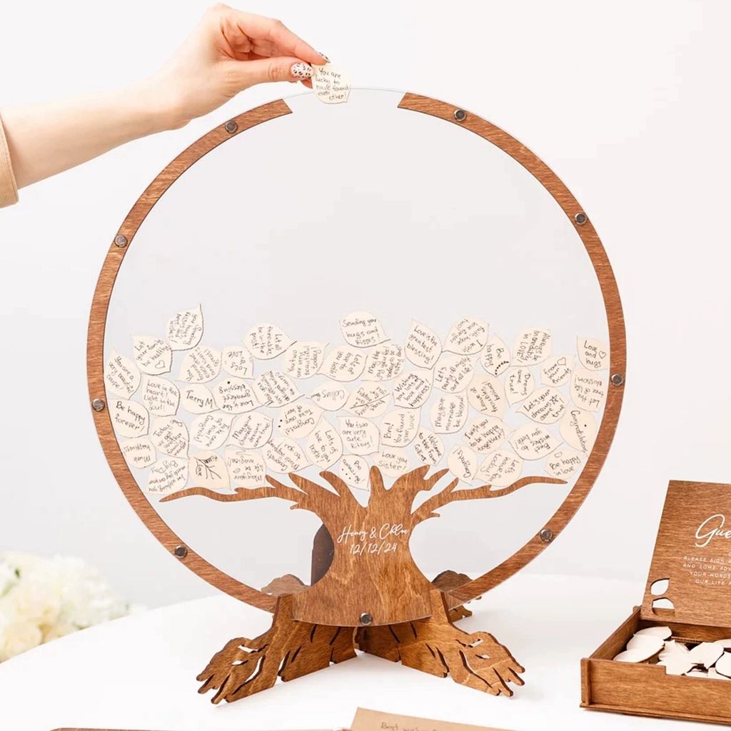 하트 우드 코인 액자 돌잔치 손도장 방명록 행사 칩 25cm 원형 3cm 40장 - 상세 이미지 3