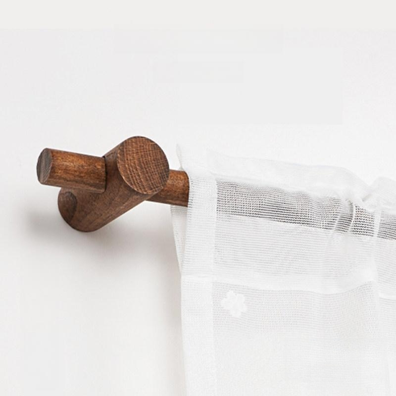 원목 커튼봉 무타공 미니 브래킷 막대 방문 레일 월넛 1.8cm 패키지 90cm - 상품 이미지