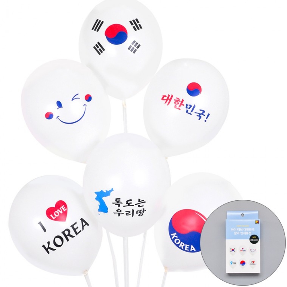 J2K 파티용 풍선 대한민국 이벤트 파티용품 축제용품 응원도구 (30.5cm 6개) - 상세 이미지 2