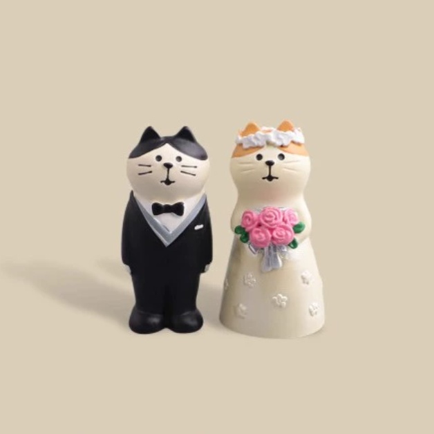 고양이 웨딩 커플 피규어 신랑신부 결혼 선물 - 상품 이미지