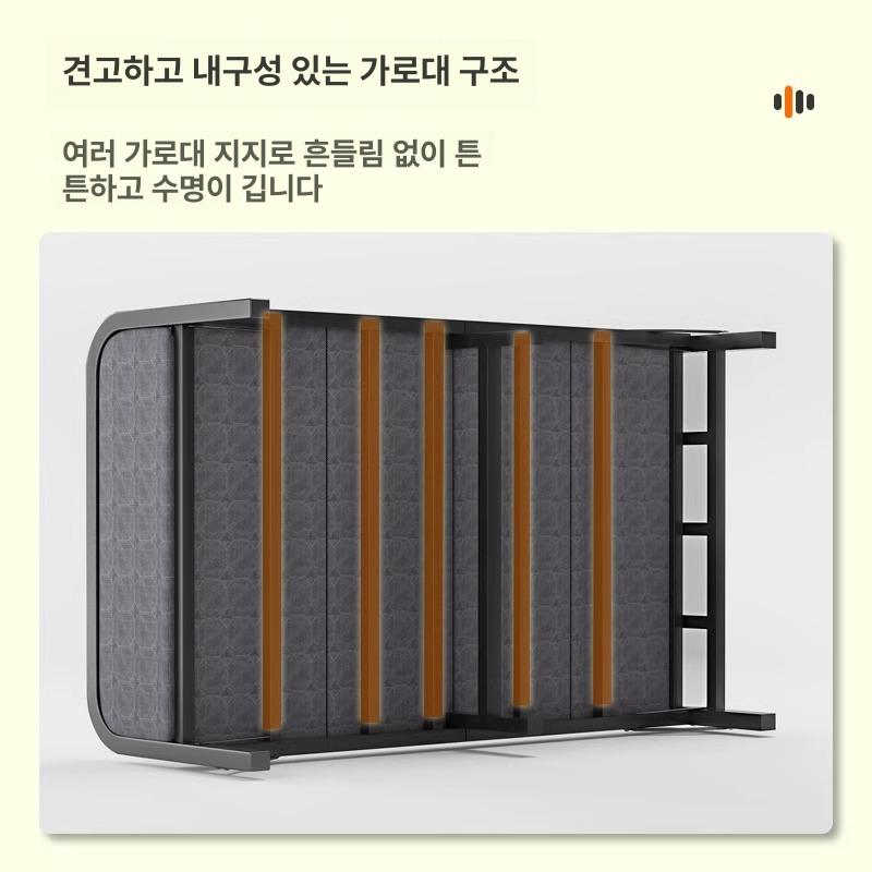 슈퍼 싱글 침대 프레임 접이식 철제 폴딩 간이 원룸 공간활용 원목 패밀리 - 상세 이미지 2