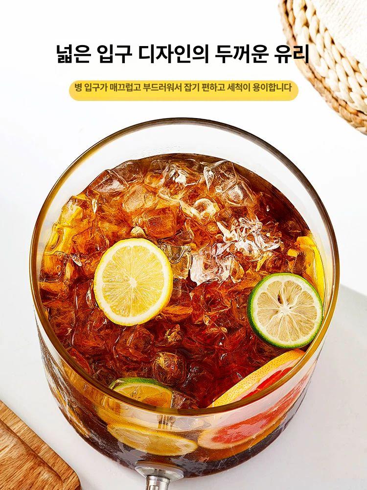 대형 워터 디스펜서 15L 카페 10L 수도꼭지 쥬스 3L 골드스테인리스스틸 대나무 받침대 - 상세 이미지 5