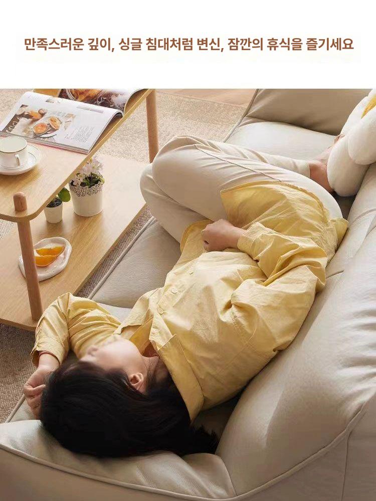 2인용 좌식 소파 낮은 자취 원룸 가죽 침대형 거실침대 앰보 베드 패브릭 등받이 - 상세 이미지 4