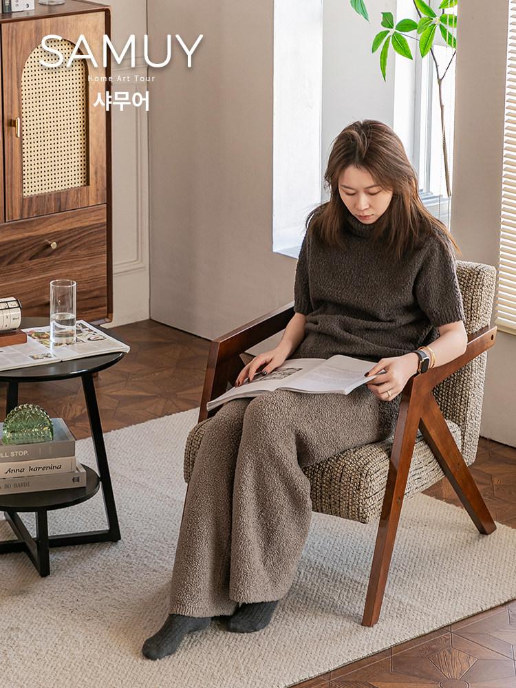 암 체어 휴식 안락의자 쿠션 카페 라운지 릴렉스 1인용 베이지 (얇은 린넨) - 상세 이미지 3