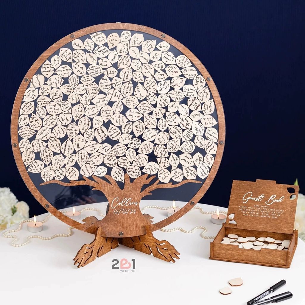 하트 우드 코인 액자 돌잔치 손도장 방명록 행사 칩 25cm 원형 3cm 40장 - 상세 이미지 4