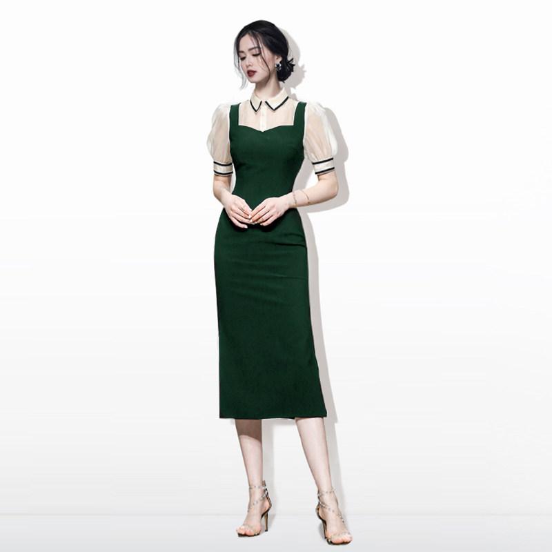 브라이덜샤워 원피스 홀복 강남 투피스 유니폼 페이즐리 미시 언발 여름 - 상세 이미지 3