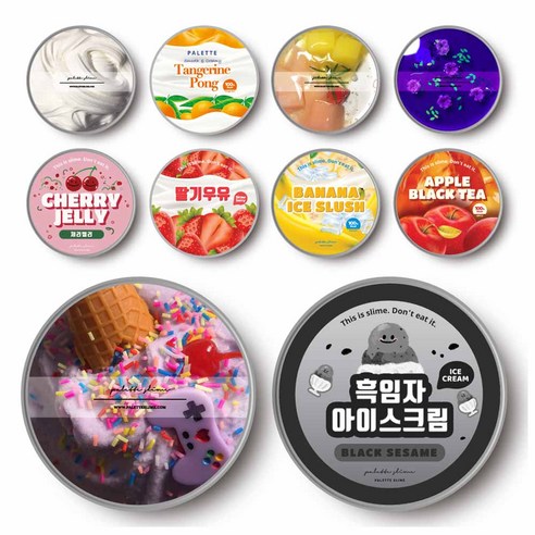 팔레트슬라임 수제 10개 슬라임 랜덤박스 + 액티베이터 크런치 투명 만들기 눈꽃 클라우드 - 상품 이미지